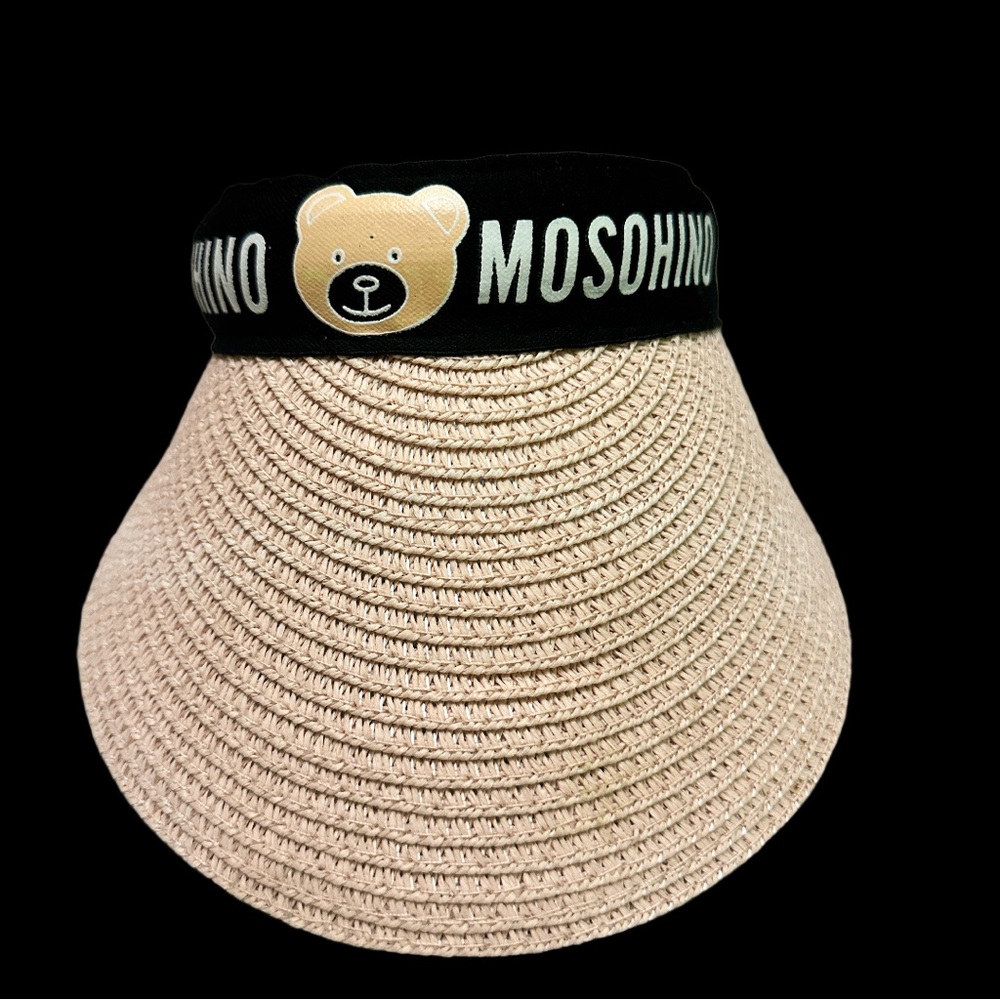 Moschino Tan Straw Visor with Bear Motif Boys
